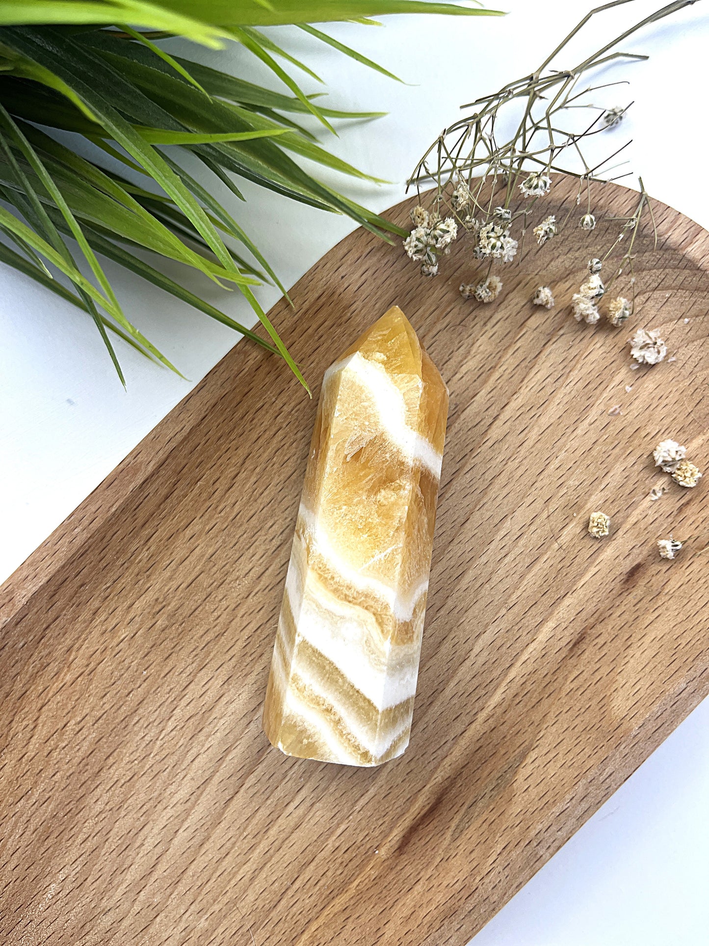 Orange Calcite Tower CHIPPED TIP!