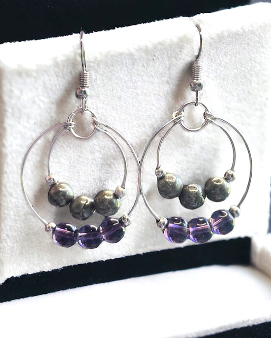 Pyrite & Amethyst Earrings