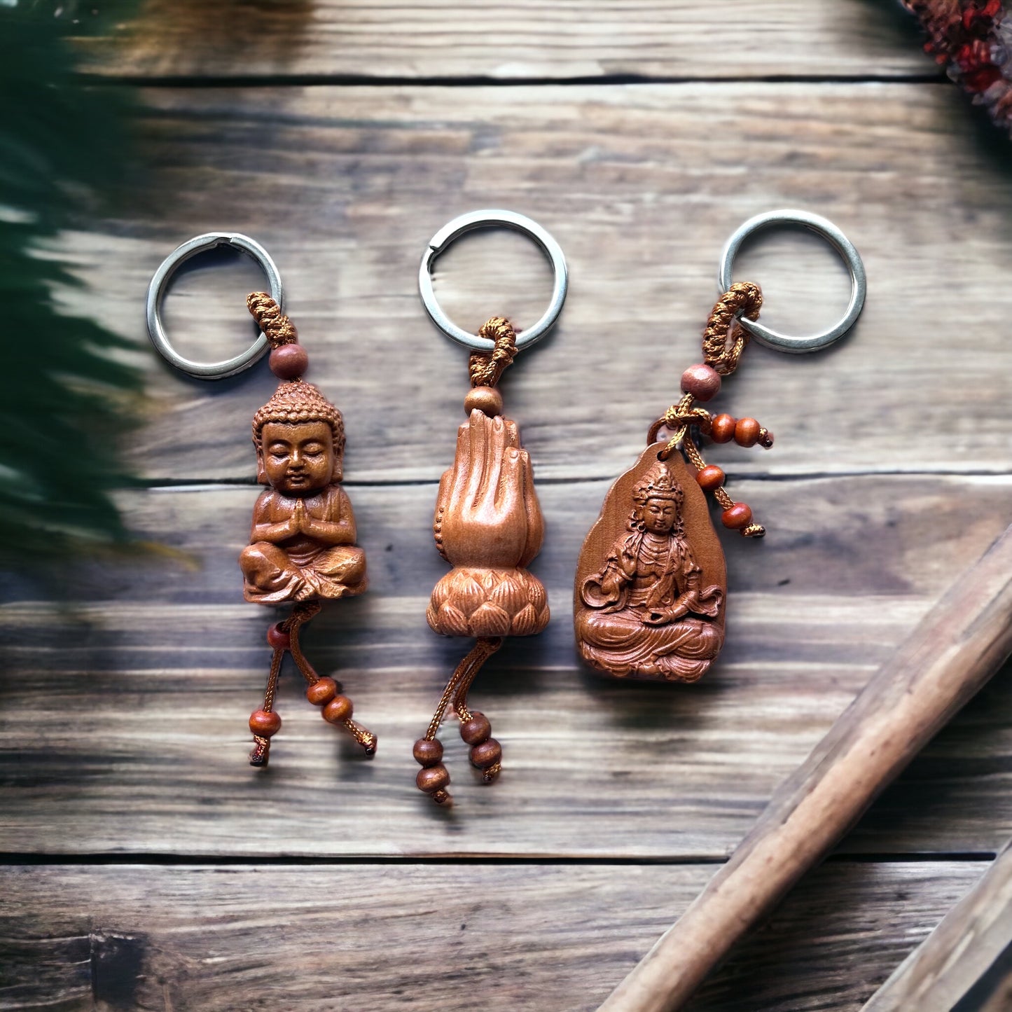 Buddha Wooden Keychain
